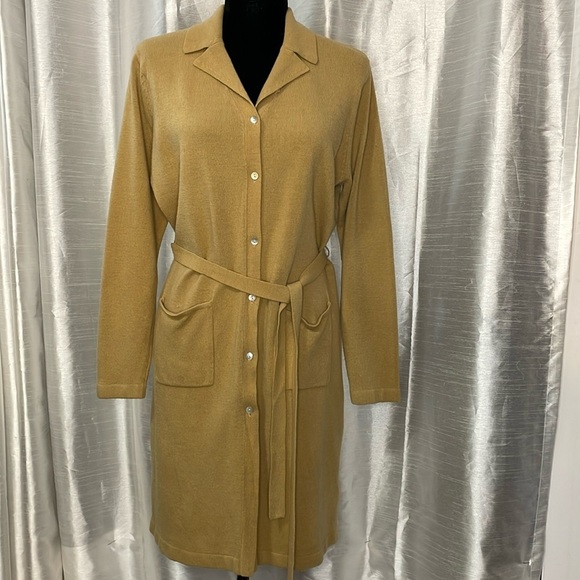 Carolyn Taylor For By Design Essentials Women’s M Tan Button Up Sweater Cardigan - Picture 1 of 10